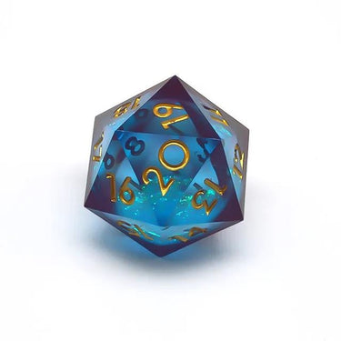 Blue Glitter in Red, Black & Clear Liquid Sharp Resin - D20 RPG Dice
